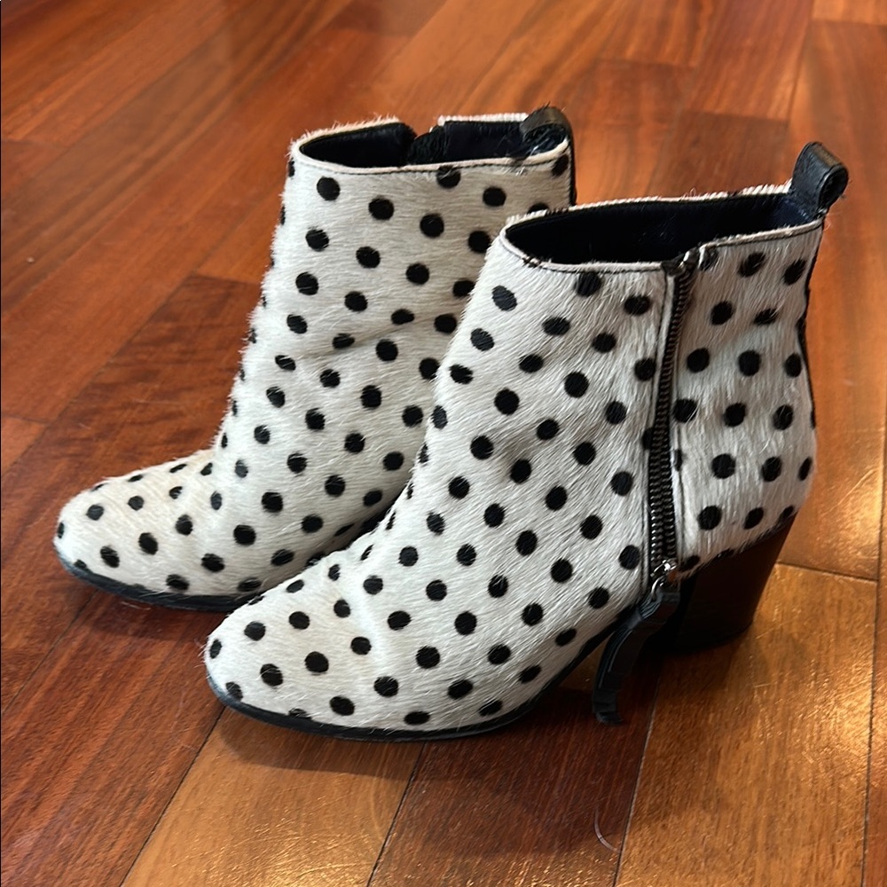 Opening Ceremony White and Black Polka Dot Ankle Booties